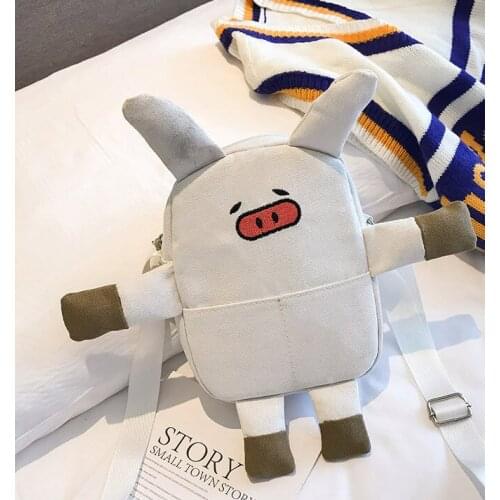 Lovely toy pig shape shoulders bag Girls fashion bag Canvas storage bag Cartoon pig shopping backpack