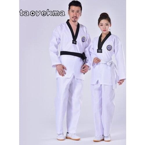 Taekwondo High Quality WTF Mooto Taekwondo Dobok Clothes Adult White Karate Suit Taekwondo Uniform Karate Clothes T06