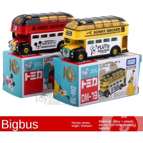 Tomy Cars Sunny Decker Donald Duck Mickey Goofy Brutto Double-decker Bus DM Alloy Car Model Toys Scene Props