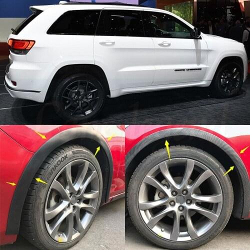 4pcs Universal Car Truck Carbon Fiber Rubber Wheel Eyebrow Protector Lip Sticker Trim Fender Flare Anti-scratch fit for jeep