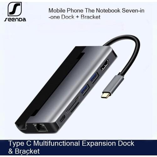 SeenDa usb c hub USB 3.0 HDMI-compitable Adapter Dock for MacBook Pro Accessories Network port PD TF/SD Adapter