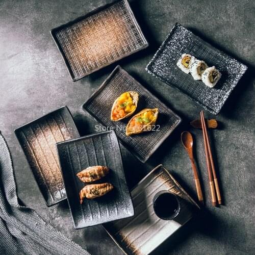 Japanese Sushi Plate Rectangular Plate Restaurant Creative Ceramic Plate Dish Plate Dessert Plate Plate Rectangular Flat Plate