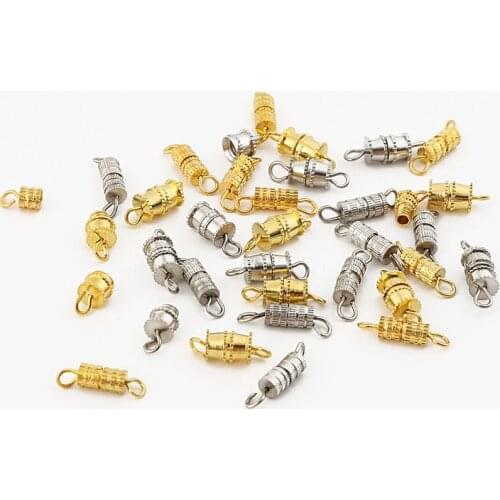 10pcs Cylinder Fasteners Buckles Closed Beading End Clasp Screw Clasps For DIY Bracelet Necklace Connectors Jewelry Making