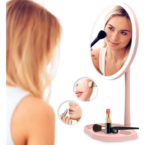 DIOZO Makeup Mirror 7 inch Smart Touch Control Lighted Makeup Ring LED Mirrors Stand Up Desk Vanity Cosmetic Mirror Dropshipping