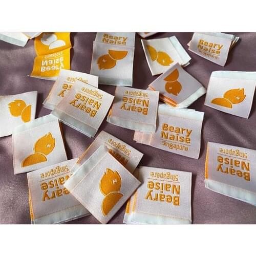 Custom High density Clothing Tag Woven Label main label damask label Embroidery Tags for Garment Bags DIY Sewing Accessories
