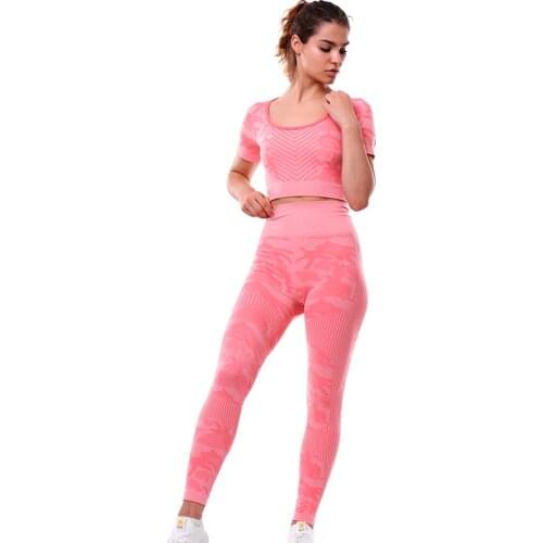 Yoga Sets Women Gym Sports Set Elastic Sports Hight Waist Leggings Sportswear Workout Sets Women Yoga Sets Women Gym Sports Set