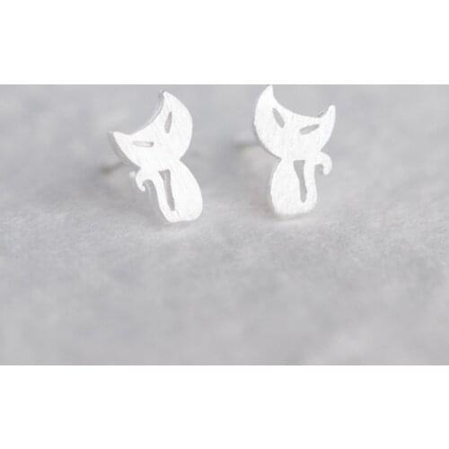 MloveAcc High Quality 925 Sterling Silver Cute Lovely Cat Stud Earrings Fashion Animal Earrings Jewelry for Women Gifts