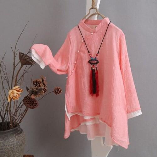 Women tops summer 2019 Oriental blouse spring Chinese style shirt peasant womens tops and blouses Japanese streetwear DD1485 S