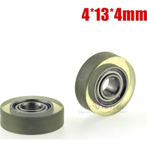 1pcs 4*13*4mm Germany imported PU, super mute, flat wheel, rubber sheave, bearing roller for cash box/showcase/Counting machine