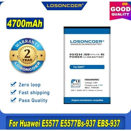 100% Original LOSONCOER HB824666RBC 4700mAh Battery For Huawei E5577 E5577Bs-937 EBS-937