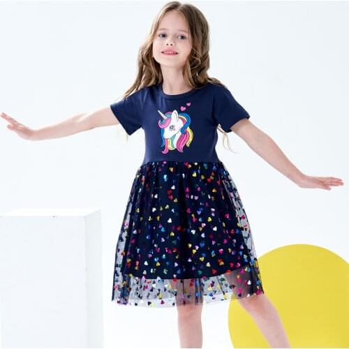 2021 Summer Girl Dress Children Costume Princess Birthday Clothing Unicorn Light Tulle Dresses 2/3/4/5/6/7/8/9 Yrs Kids Clothes