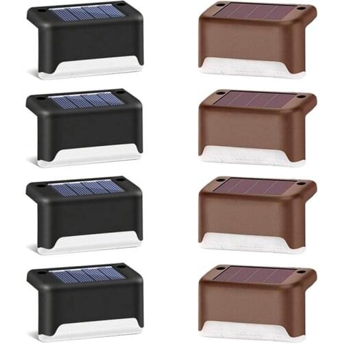 8/4PCS LED Solar Stair Lamp Outdoor Fence Light Garden Lights Pathway Yard Patio Steps Lamps Solar Night Light IP56 Waterproof
