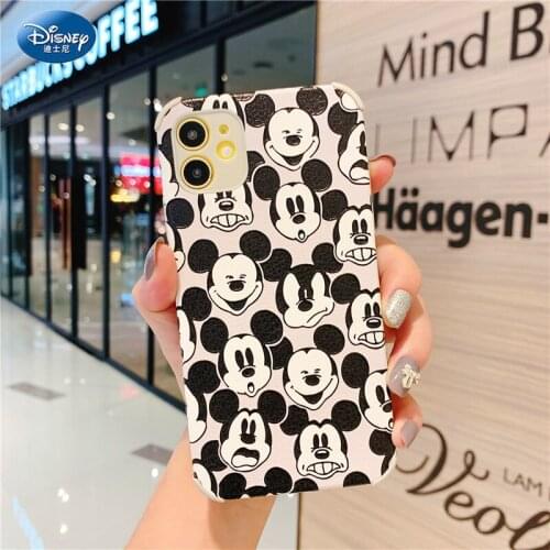 DISNEY Smiley Phone Covers Lambskin TPU Phone Case for iPhone 12 Pro Cute Mickey Mouse Anime Phone Cases zz0424-7