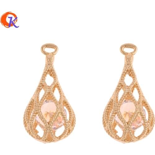 Cordial Design 20Pcs 10*20MM Jewelry Accessories/CZ Charms/Genuine Gold Plating/DIY Jewelry Making/Hand Made/Earring Findings