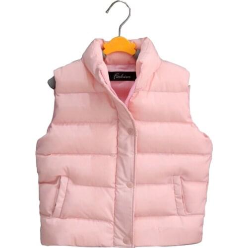 Children Vests Girls Boy Sleeveless Coats Solid Color Cotton Waistcoats Autumn Winter Child Vest Outwear Kids Jacket DQ636