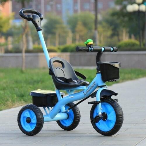 2 in 1 Kids Push Along Tricycle Baby Toddler Trike Bike 3 Wheel Ride On Toy Children Infant Stroller Parent Handle Comfort Seat