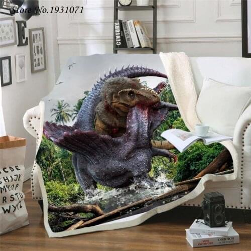 Dinosaur Jurassic 3D Printed Fleece Blanket for Beds Thick Quilt Fashion Bedspread Sherpa Throw Blanket Adults Kids 15