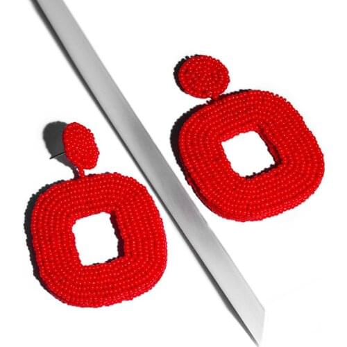 FLOLA Blue Fashion Drop Beaded Earring Statement Dangling Earring Beads For Women Accessoires aretes grandes de moda ersp92