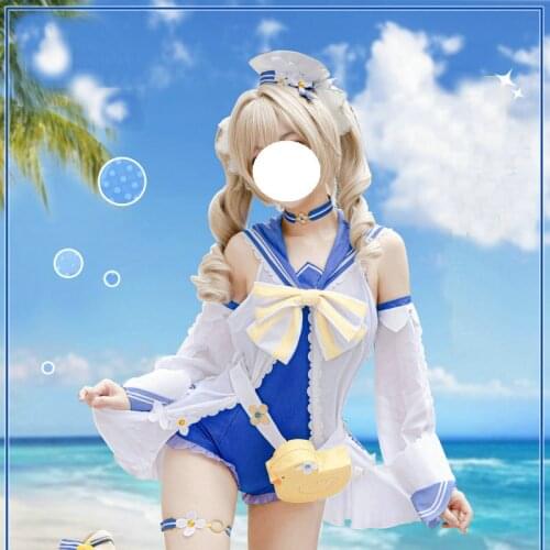 Game Genshin Impact Barbara Page Swimsuit Swimwear Swimming Clothing Cosplay Costume Halloween