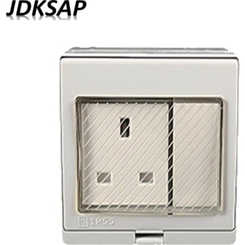 IP55 Waterproof Socket 13A Moisture-Proof Outdoor UK Wall Switch Single Socket British Plug Home Improvement Electrical Socket