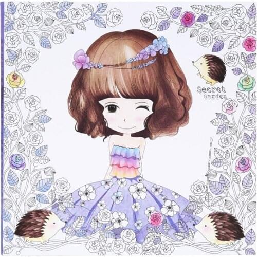 100 Pages Beautiful Flower Girl Secret Garden Coloring Book Adult Relieve Stress Graffiti Painting Drawing Book