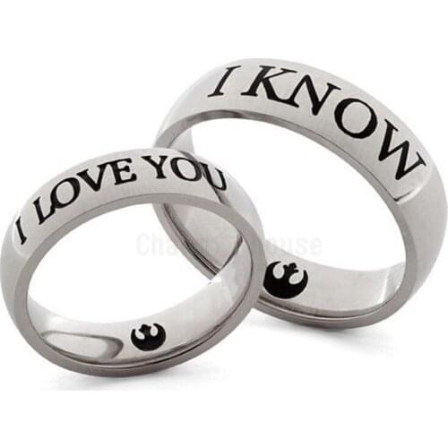 I Love You - I Know - Silver Couples Ring Set Anniversary Ring Set Wedding Bands ring for women men Titanium steel Ring