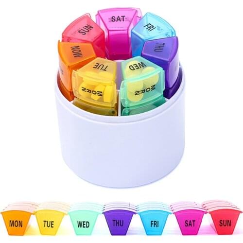 Pill Box 7 Days Weekly 28 Girds Plastic Container Lid Tablet Travel Pill Case Holder Medicine Storage Pills Organizer Boxes