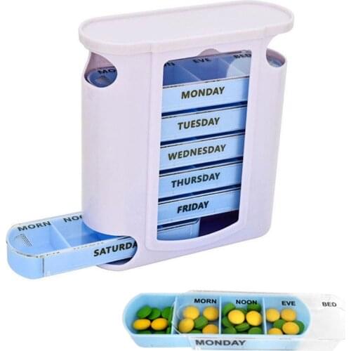 Weekly Pill Box 7 Days Storage Organizer Dispenser Detachable Compartments Plastic Medicine Compartment Container