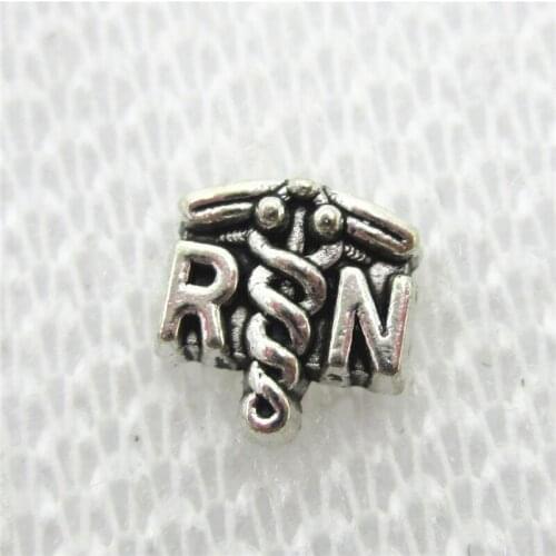 Hot Selling 30pcs/lot RN Medical logo Floating Charms Living Glass Memory Floating Lockets Pendants Charms DIY Jewelry Charm