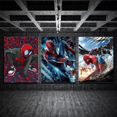 Marvel Anime Canvas Painting Superhero Avengers Spider-Man Series Posters and Prints Wall Art Print Canvas Home Decoration Gifts
