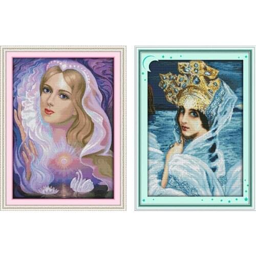 Stamped Cross Stitch Kits The Heavenly Maids Scatter Blossoms Decor Crafts Counted 14CT 11CT Printing Embroidery Needlework Sets