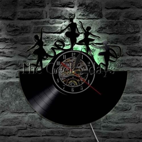 Dance Vinyl Record Wall Art Night Lamp Ballet Dancers Lighting Decor Ballerina USB Wall Lamp Lighting Wall Watch