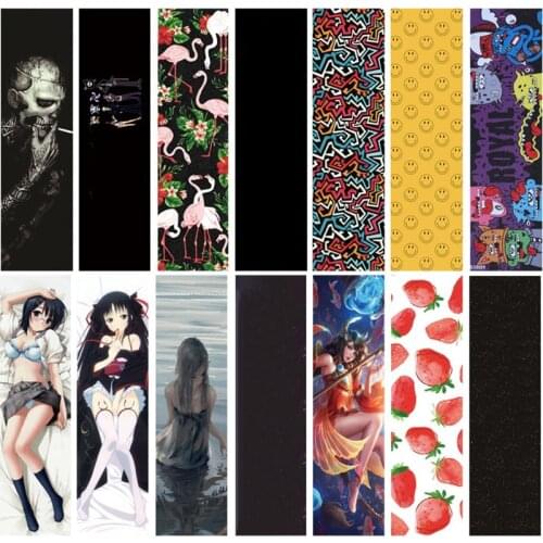 83cm Digital Spray Emery Double Rocker Skateboard Sandpaper Skate Board Deck Sticker Sandpaper Scooter Griptape Longboard Abrasi