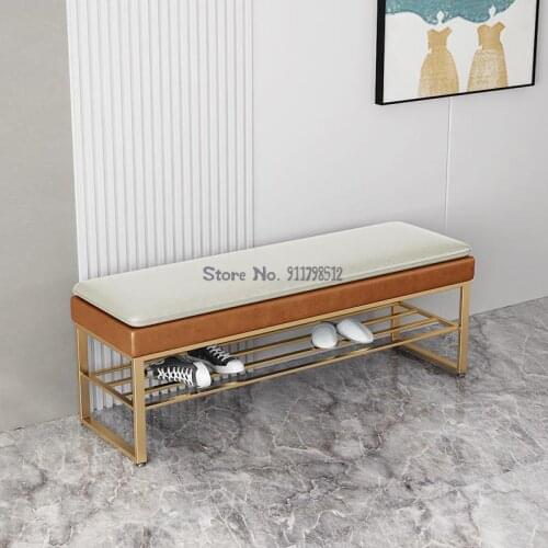 Shoe changing stool shoe cabinet home entrance light luxury can sit on shoe rack houndstooth clothing store wrought iron bedroom