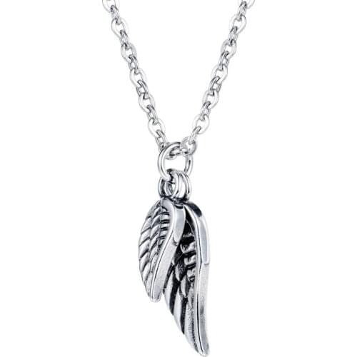 Punk stainless steel wing feather pendant necklaces for women men 2020 fashion vintage hip hop jewelry accessories dropshipping