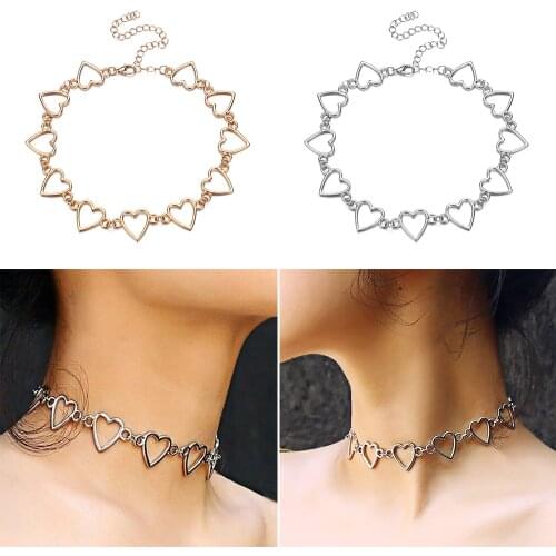 1PC Hollow Heart Necklace Punk Choker Statement Short Chain Friendship Gifts Classic Party Women Men Fashion Jewelry Accessories