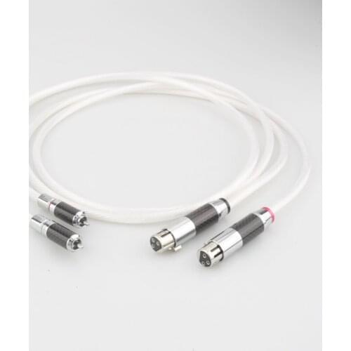 Pair Audiocrast A27 OCC Silver plated XLR Female to RCA Male Carbon fiber RCA carbon fiber XLR Adapter rca TO xlr cable