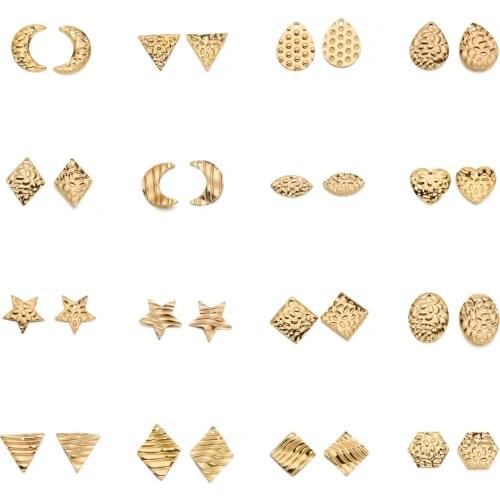20Pcs/lot Heart Star Shape Charms Pendants Stainless Steel Gold Lrregular For Earrings DIY Jewelry Making Findings Accessories