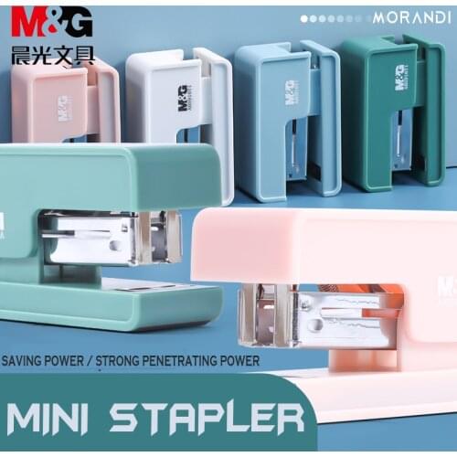 M&G Morandi Color Portable Mini Stapler Set with 640pcs Staples Stationery Office Binding Tool School Binder Teacher
