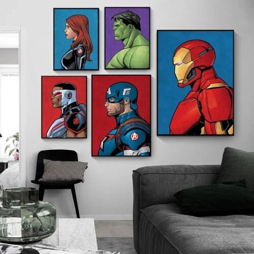 Marvel Avengers Superhero Canvas Painting Spiderman Retro Comic Posters and Prints Wall Art Picture for Home Decor Cuadros