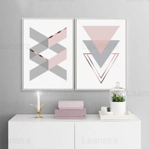 Gray Pink Geometric Abstract Poster Home Arrow Wall Art Canvas Painting Picture Gallery Mural Poster and Print Living Room Decor