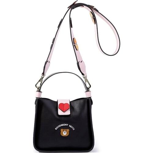 Bag WOMENS Bag New Style 2019 Autumn And Winter Embroidered Contrast Color Toth Bucket Bag Versatile Broadband Crossbody Bag