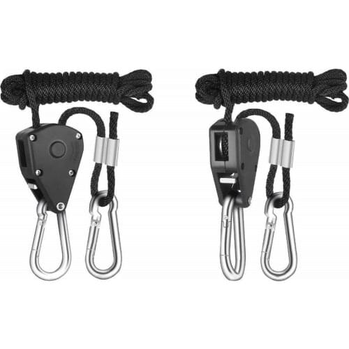 2PCS 1/8 Inch Heavy Duty Adjustable Grow Light Ratchet Rope Hanger For Grow Light Fixtures Gardening Loose-proof Design