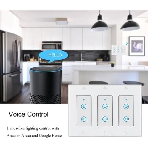 Wifi Remote Control Three Open Six-Way Smart Switch 10A U.S. Mobile Phone Voice Timing Touch Smart Wifi Switch