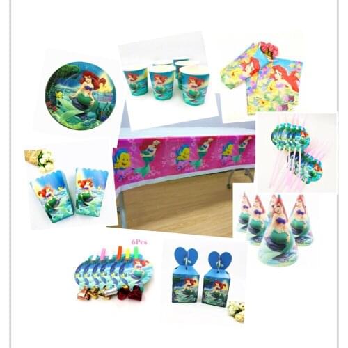 Mermaid Party Supplies Decoration Theme Decoration Mermaid Paper Cup Kid Happy Childrens Favorite Birthday Baby Party