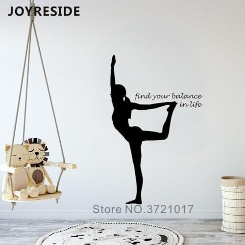 Yoga Sport Woman Pattern Wall Decals Yoga Woman Find Your Balance Quotes Home Rooms Decor Wall Sticker Vinyl Design Mural M327