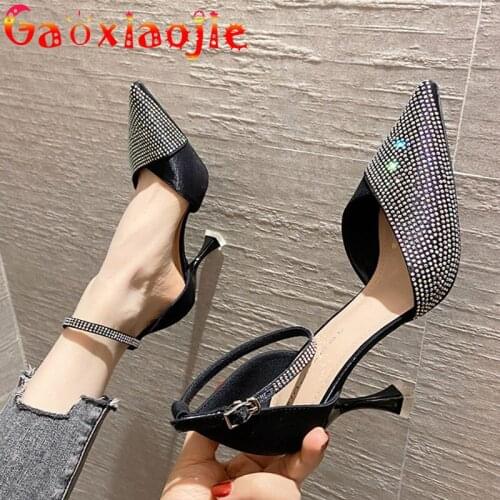 High Grade Silks Satins Buckle Strap Sandals 2021 Summer Glittering Diamond Temperament Celebrity Women Dress High-Heel Shoes