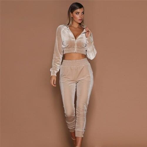 Women Yoga Sets Long Sleeve Zipper Crop Top + Sweatpants Exercise Gym Clothes Set 2 Pieces Running Set Autumn Winter Tracksuit