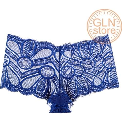 Womens Underwear Ladies Panties Sexy Lace Cotton Crotch Mid Waist Buttock Hollow Transparent Briefs The best choice for girl147