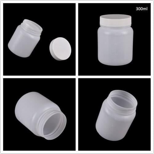1Pc Laboratory Chemical Storage Case White Plastic Wide mouth Bottle 300mL